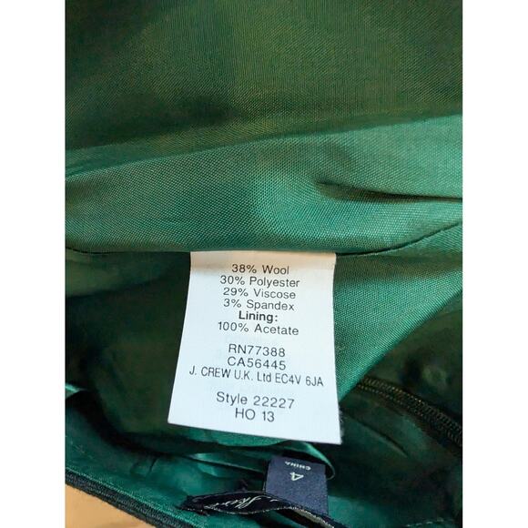 J.Crew Blackwatch Plaid Wool Blend Pencil Skirt Green Blue Size 4 Classic Fit - Picture 7 of 7